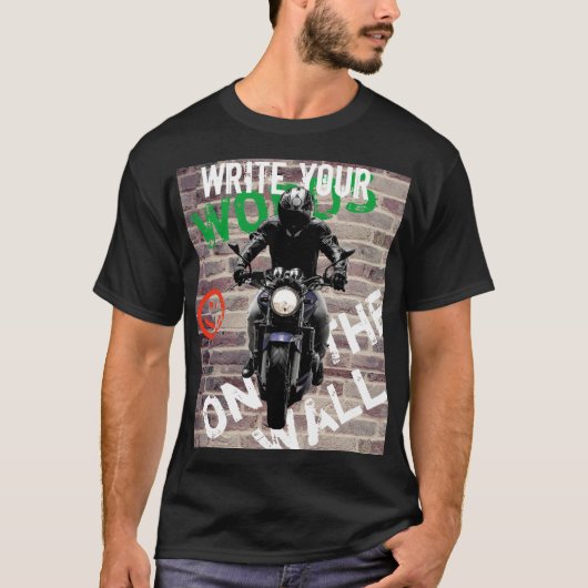 Motor T-shirt Bakstenen Muur Aangepaste Graffiti (Voorkant)