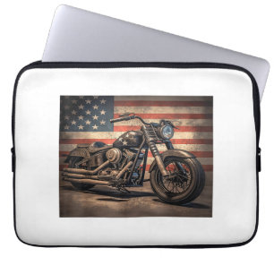 Motor USA Vlag Retro Biker Laptop Sleeve