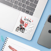 Motor Valentijn Sticker (Laptop met iPhone)