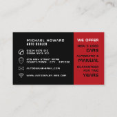 Motor van de auto, Auto Dealer Visitekaartje (Achterkant)