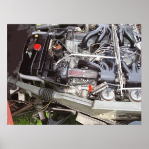 MOTOR VAN HET KLASSIEKE E-TYPE POSTER
