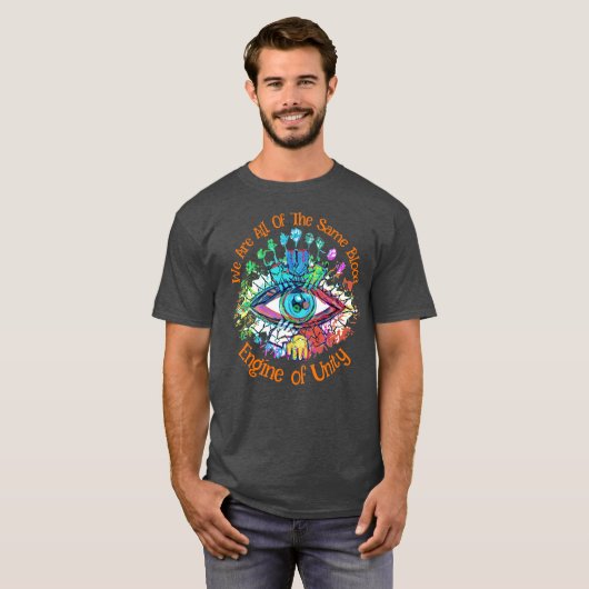 Motor van T-Shirt (Unity Faded Rainbow-kleuren) (Voorkant volledig)
