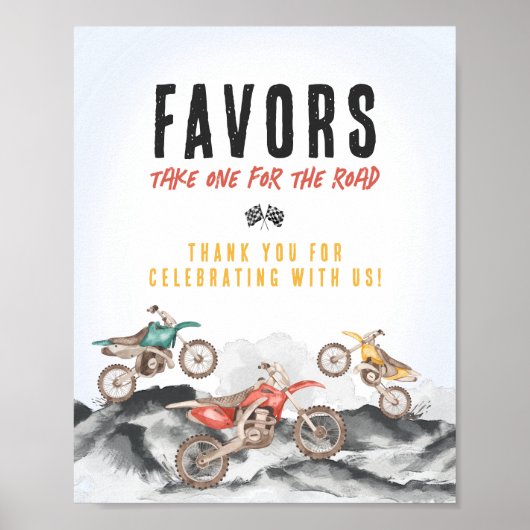 Motor Vuil Fietsdouche Party Favorieten Sign Poster (Voorkant)