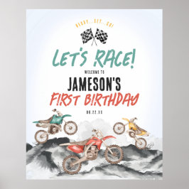 Motor Vuil Fietsjongen Verjaardagsfeestje Welkomst Poster