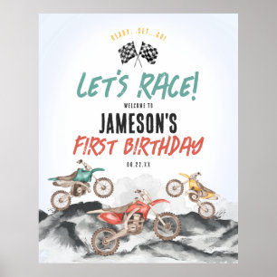 Motor Vuil Fietsjongen Verjaardagsfeestje Welkomst Poster