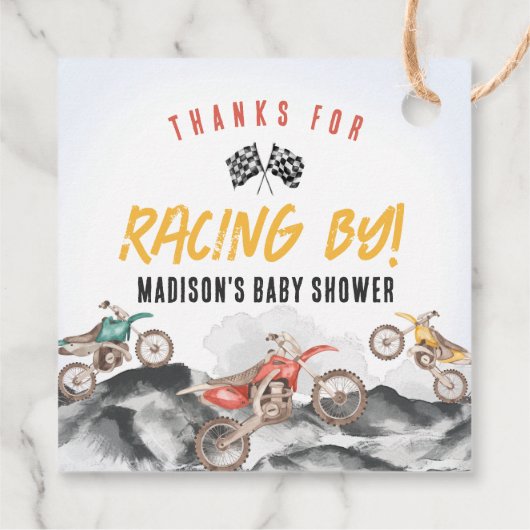 Motor Vuilfiets Baby shower Decor Bedankjes Labels (Achterkant)