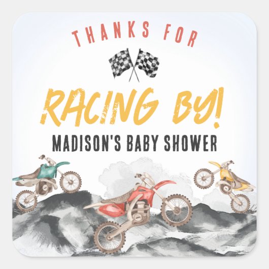 Motor Vuilfiets Baby shower Favor Sticker (Voorkant)