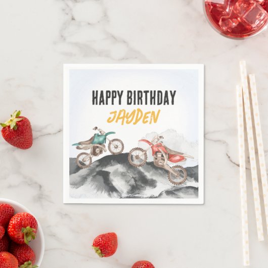 Motor Vuilfiets Fast Een 1e verjaardagsfeestje Servet (Insitu)