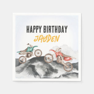 Motor Vuilfiets Fast Een 1e verjaardagsfeestje Servet
