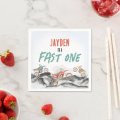 Motor Vuilfiets Fast Een 1e verjaardagsfeestje Servet (Insitu)