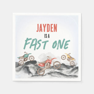 Motor Vuilfiets Fast Een 1e verjaardagsfeestje Servet