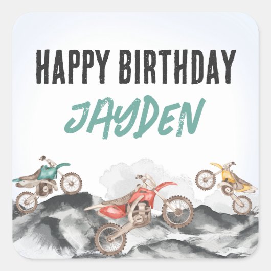 Motor Vuilfiets Fast Een 1e verjaardagsfeestje Vierkante Sticker (Voorkant)