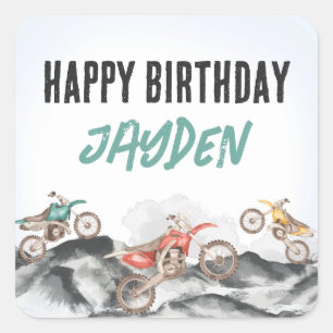 Motor Vuilfiets Fast Een 1e verjaardagsfeestje Vierkante Sticker