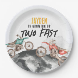 Motor Vuilfiets Twee Snelle 2e verjaardagsfeestje Papieren Bordje