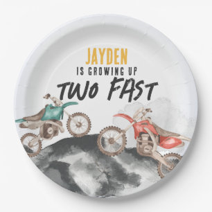 Motor Vuilfiets Twee Snelle 2e verjaardagsfeestje Papieren Bordje