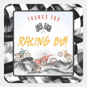 Motor Vuilfiets Verjaardagsfeestje Favor Vierkante Sticker