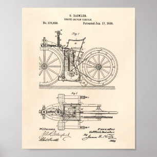 Motoraangedreven voertuig 1888 Kunstmatige oude po Poster