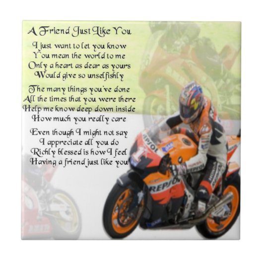 Motorbike Friend Poem Tile Tegeltje (Voorkant)