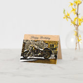 Motorbike in Ancient Valbonne France Birthday Kaart (Gele Bloem)