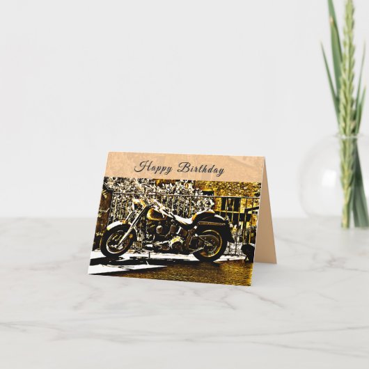 Motorbike in Ancient Valbonne France Birthday Kaart (Voorkant)