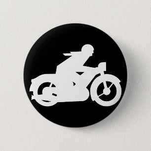 Motorbiker Silhouette Sign Ronde Button 5,7 Cm