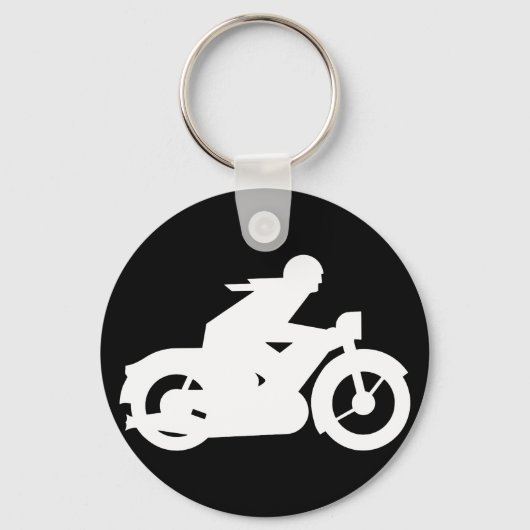 Motorbiker Silhouette Sign Sleutelhanger (Voorkant)