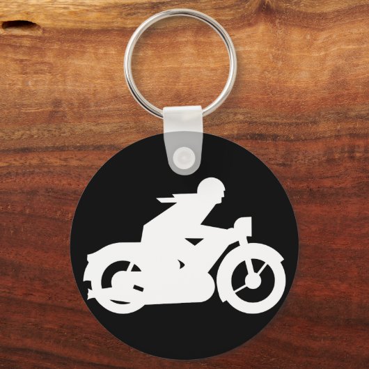 Motorbiker Silhouette Sign Sleutelhanger (Voorkant)