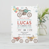 Motorbikes Dirt Bike Birthday Invitation Kaart (Staand voorkant)
