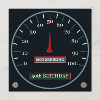 Motorbiking 50th Birthday Invitation Kaart