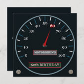 Motorbiking 60th Birthday Invitation Kaart (Voorkant / Achterkant)