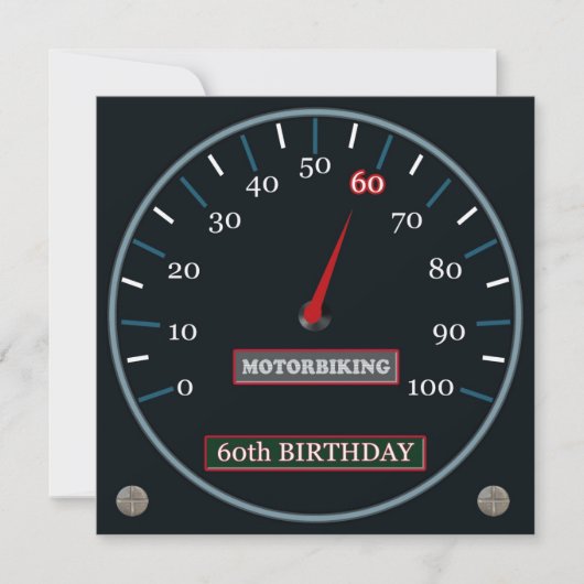 Motorbiking 60th Birthday Invitation Kaart (Voorkant)