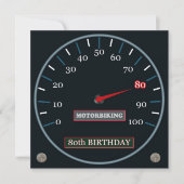 Motorbiking 80th Birthday Invitation Kaart (Voorkant)