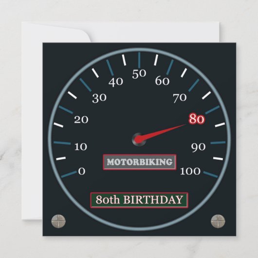 Motorbiking 80th Birthday Invitation Kaart (Voorkant)