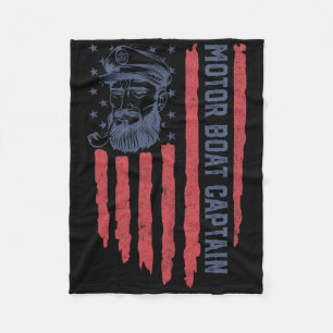 Motorboot Captain Amerikaanse Vlag Pontoon Boating Fleece Deken