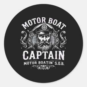 Motorboot Captain Funny Boating Humor voor Lake Lo Ronde Sticker