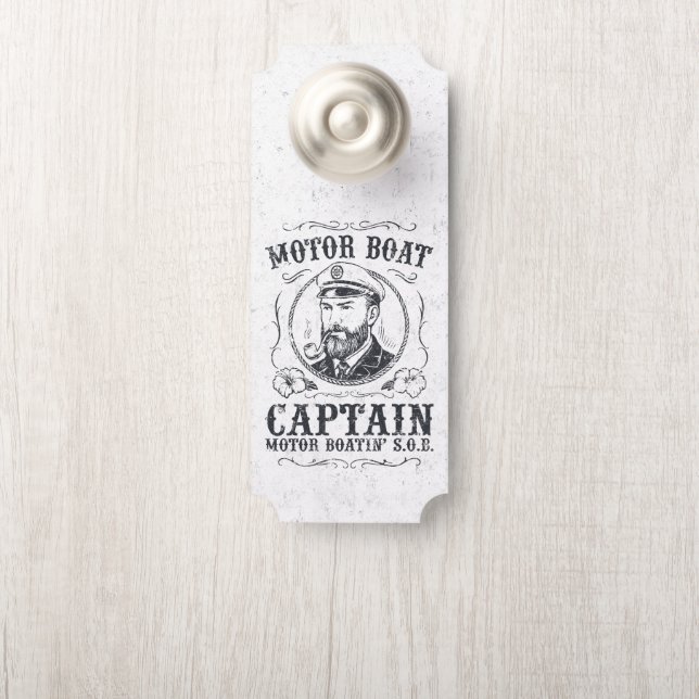 Motorboot Captain Funny Ponton Boating Deurhanger (Op knop)