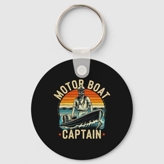 Motorboot Captain Funny Ponton Boating Motorboot Sleutelhanger (Voorkant)