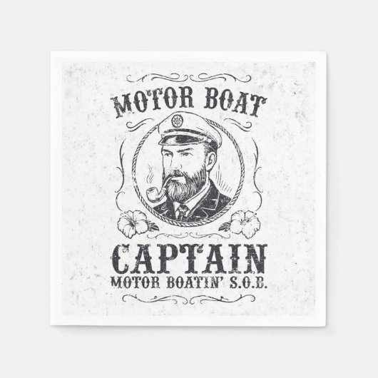 Motorboot Captain Funny Ponton Boating Servet (Voorkant)
