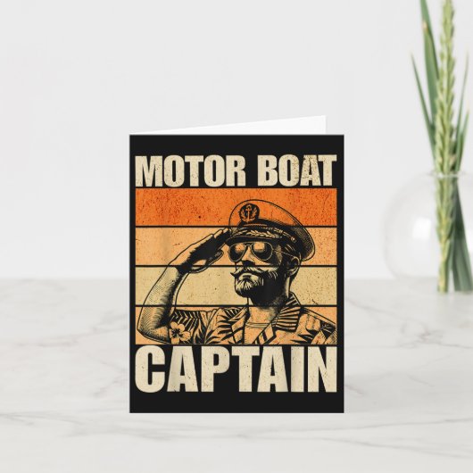 Motorboot Captain  Retro Funny Kaart (Voorkant)