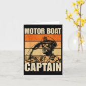 Motorboot Captain  Retro Funny Kaart (Gele Bloem)