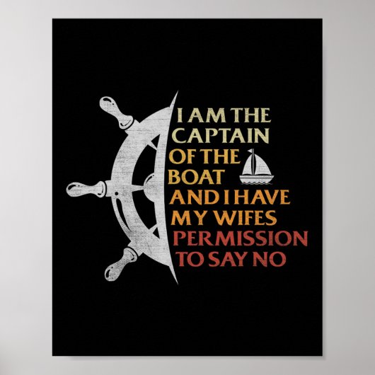 Motorboot Captain Sail Pontoon Boating Sailor Fun Poster (Voorkant)