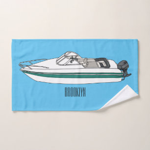 Motorboot cartoon illustratie bad handdoek
