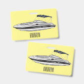 Motorboot cartoon illustratie badge (Voor- en achterkant)