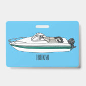 Motorboot cartoon illustratie badge (Achterkant)