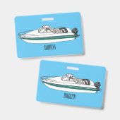 Motorboot cartoon illustratie badge (Voor- en achterkant)