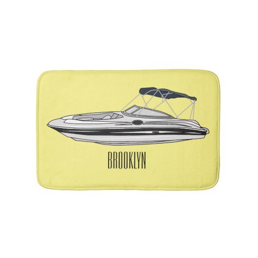 Motorboot cartoon illustratie badmat (Voorkant)