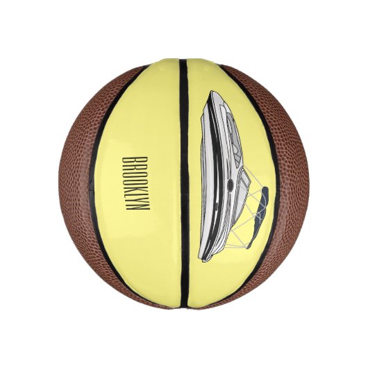 Motorboot cartoon illustratie basketbal (Verticaal)