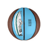 Motorboot cartoon illustratie basketbal (Verticaal)