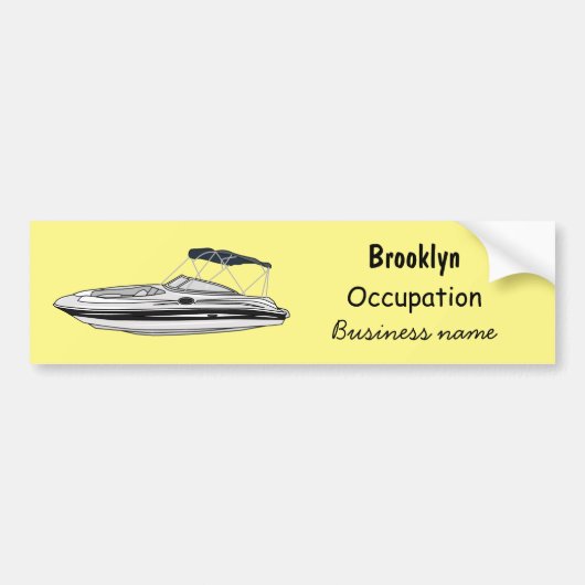 Motorboot cartoon illustratie bumpersticker (Voorkant)
