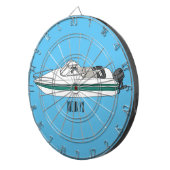 Motorboot cartoon illustratie dartbord (Voorkant Rechts)